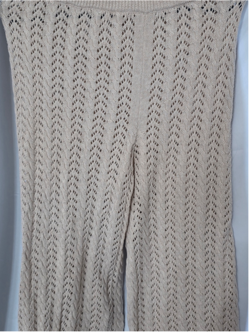 Women's Lulus Knit Flare Pants Size S Beige cottagecore comfy chic fall coverup - Picture 4 of 8
